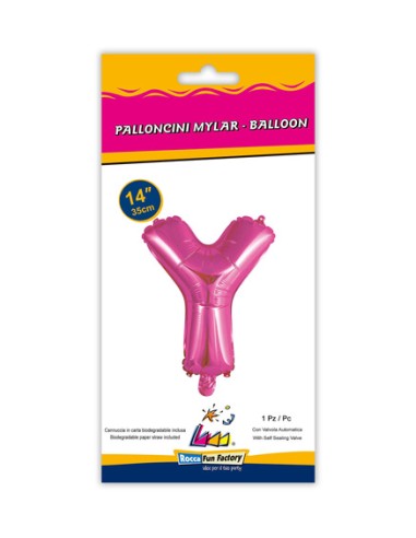 Palloncino Mylar Lettera Y Fuxia Mini 14" - 35cm con valvola - 1pz | G3S Party