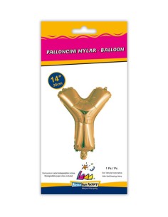 Palloncino Mylar Lettera Y Oro Mini 14" - 35cm con valvola - 1pz | G3S Party
