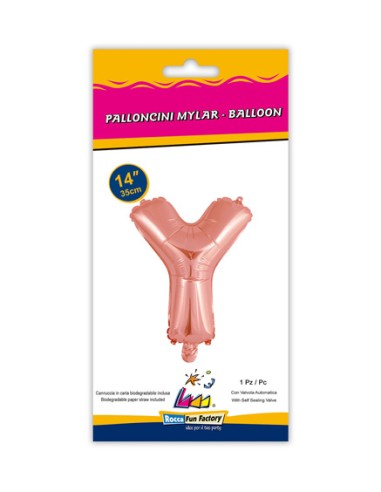 Palloncino Mylar Lettera Y Rosa Gold Mini 14" - 35cm con valvola - 1pz | G3S Party