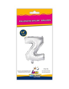 Palloncino Mylar Lettera Z Argento Mini 14" - 35cm con valvola - 1pz | G3S Party