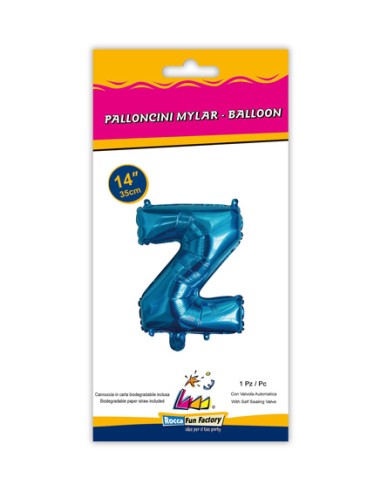 Palloncino Mylar Lettera Z Blu Mini 14" - 35cm con valvola - 1pz | G3S Party