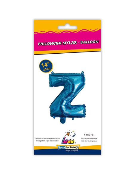 Palloncino Mylar Lettera Z Blu Mini 14" - 35cm con valvola - 1pz | G3S Party