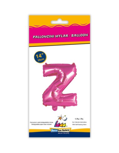 Palloncino Mylar Lettera Z Fuxia Mini 14" - 35cm con valvola - 1pz | G3S Party