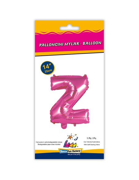 Palloncino Mylar Lettera Z Fuxia Mini 14" - 35cm con valvola - 1pz | G3S Party