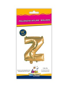 Palloncino Mylar Lettera Z Oro Mini 14" - 35cm con valvola - 1pz | G3S Party
