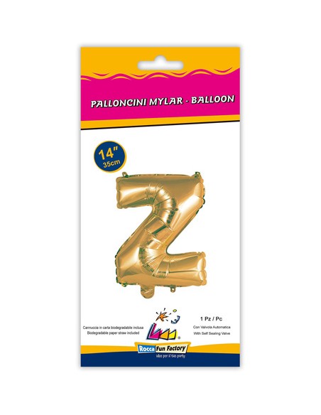 Palloncino Mylar Lettera Z Oro Mini 14" - 35cm con valvola - 1pz | G3S Party