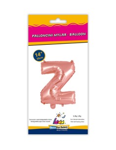 Palloncino Mylar Lettera Z Rosa Gold Mini 14" - 35cm con valvola - 1pz | G3S Party