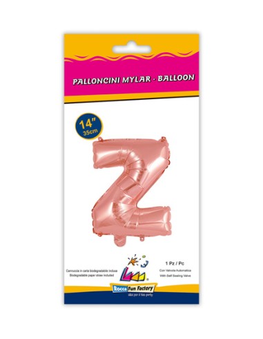 Palloncino Mylar Lettera Z Rosa Gold Mini 14" - 35cm con valvola - 1pz | G3S Party