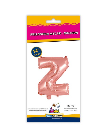 Palloncino Mylar Lettera Z Rosa Gold Mini 14" - 35cm con valvola - 1pz | G3S Party