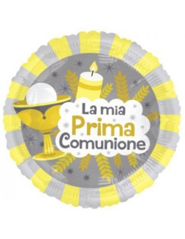 Palloncino Mylar Tondo Prima Comunione Multicolore 18" - 46cm - 1pz | G3S Party