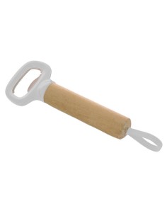 Apribottiglia con manico bamboo naturale/bianco 6x14,5cm | G3S