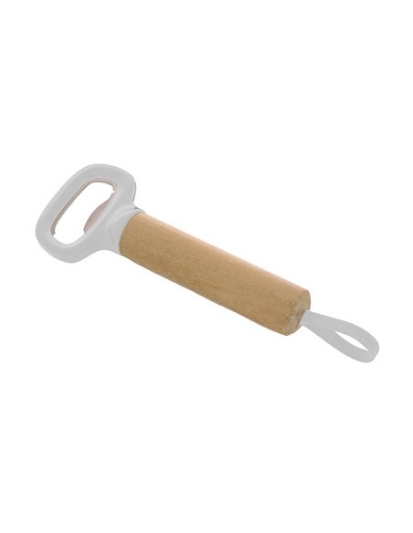 Apribottiglia con manico bamboo naturale/bianco 6x14,5cm | G3S