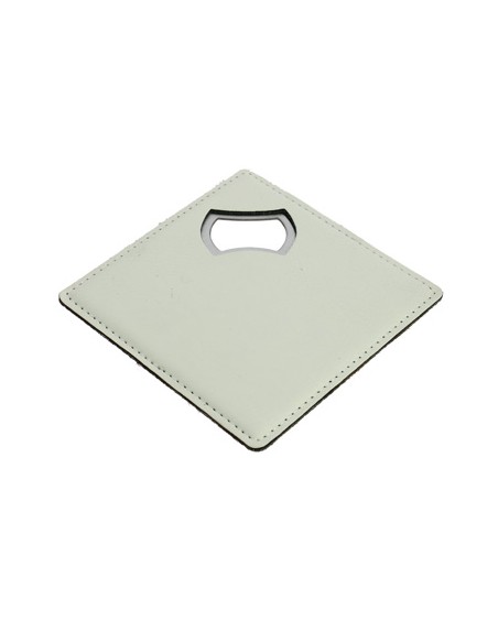 Apribottiglia quadrato metallo e pelle 10x10cm | G3S
