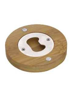 Apribottiglia tondo bamboo naturale/bianco Ø7cm | G3S