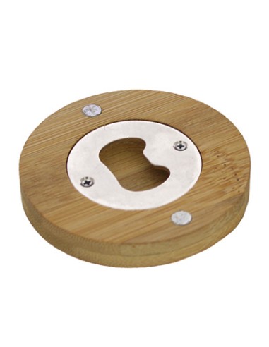 Apribottiglia tondo bamboo naturale/bianco Ø7cm | G3S