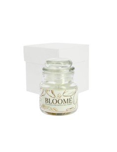Candela barattolo profumata bloome giglius bianco 6,5x8,5cm con scatola | G3S