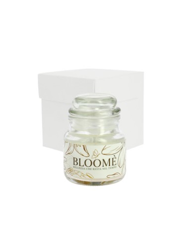 Candela barattolo profumata bloome giglius bianco 6,5x8,5cm con scatola | G3S