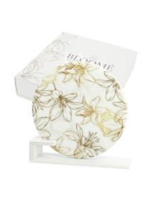Candela piatta tonda bloome giglius bianco Ø14cm con supporto con scatola | G3S