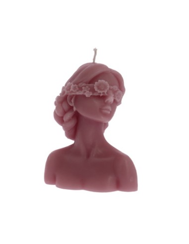 Candela profumata dea bendata rosa antico 7x8cm | G3S