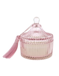 Candela profumata grande in vetro rosa 10x12cm con nappa | G3S