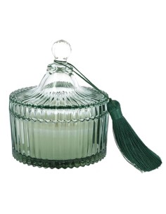 Candela profumata grande in vetro verde 10x12cm con nappa | G3S