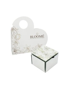 Cofanetto quadrato Bloome Giglius bianco in vetro 9x9cm x h7cm con scatola | G3S