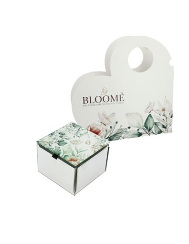 Cofanetto quadrato Bloome Botanic Ortensie verde in vetro 9x9cm x h7cm con scatola | G3S
