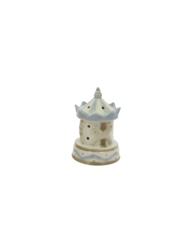 Giostrina carosello LED celeste in porcellana 5x7cm | G3S