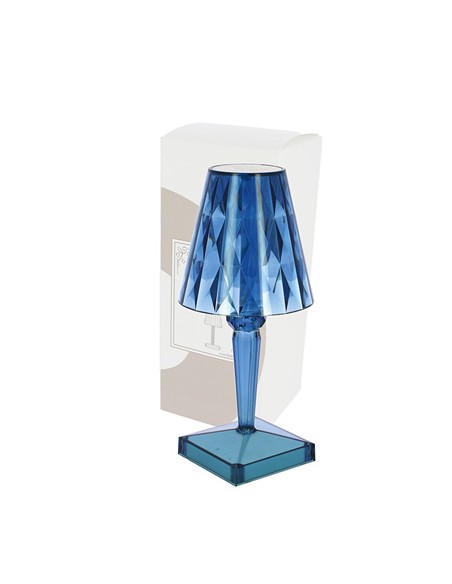 Lampada da tavolo diamante blu acrilico con controllo touch e usb 12x25cm | G3S