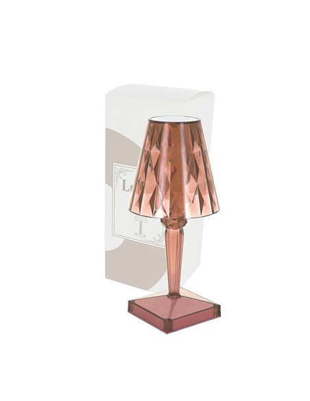 Lampada da tavolo diamante rosa acrilico con controllo touch e usb 12x25cm | G3S