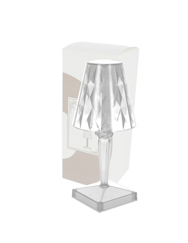 Lampada da tavolo diamante trasparente acrilico con controllo touch e usb 12x25cm | G3S