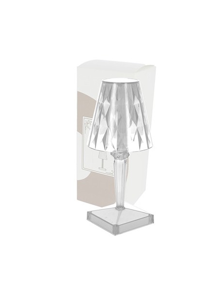 Lampada da tavolo diamante trasparente acrilico con controllo touch e usb 12x25cm | G3S