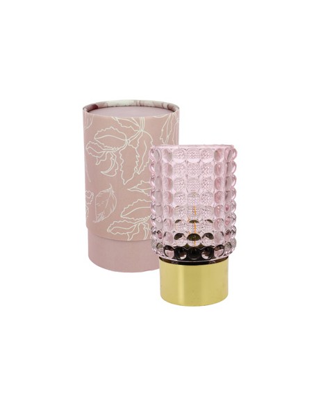 Lampada led rosa bolle vetro con base oro 8,5x14cm con scatola | G3S