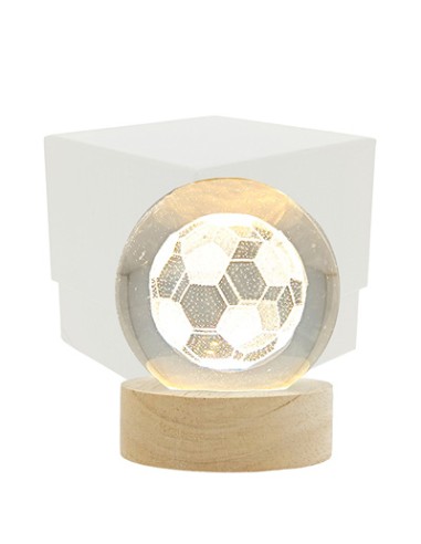 Luce notturna sfera LED pallone 3D su base in legno con USB Ø6cm con astuccio | G3S