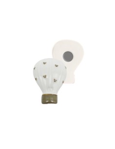 Magnete mongolfiera con cuori beige porcellana 4x5,5cm | G3S