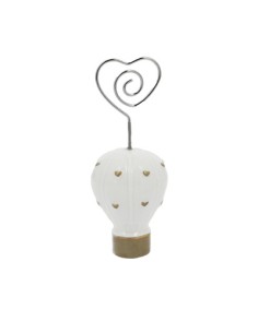 Memoclip mongolfiera con cuori beige porcellana 4x10cm | G3S