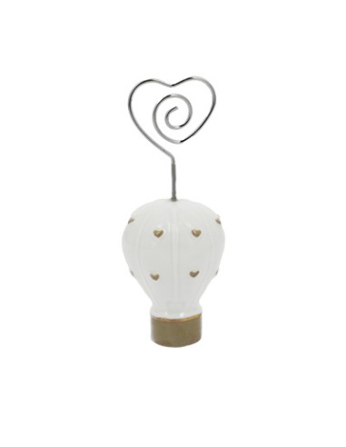 Memoclip mongolfiera con cuori beige porcellana 4x10cm | G3S