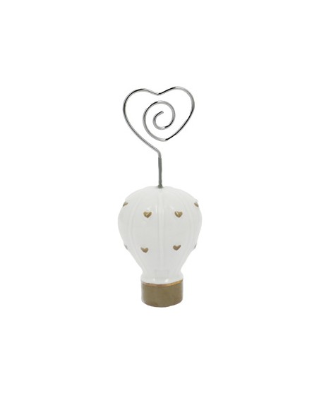 Memoclip mongolfiera con cuori beige porcellana 4x10cm | G3S