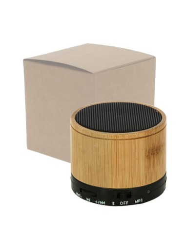 Mini cassa Bluetooth portatile in bamboo naturale con USB Ø5,8cm x h5cm con scatola | G3S
