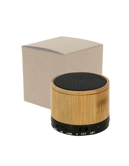 Mini cassa Bluetooth portatile in bamboo naturale con USB Ø5,8cm x h5cm con scatola | G3S