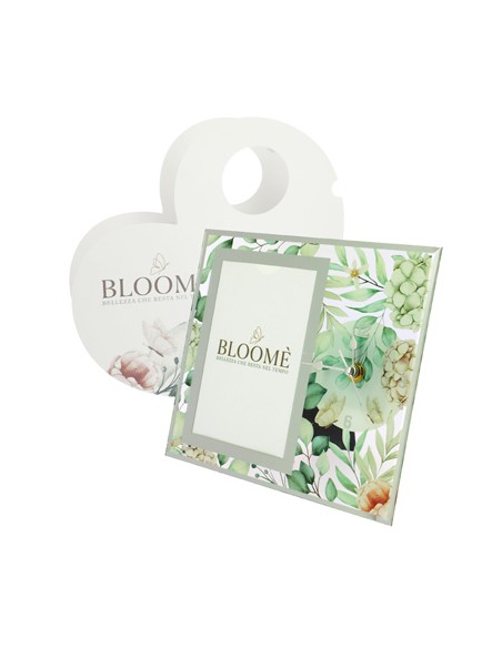 Portafoto e orologio bloome botanic ortensie verde vetro 21x19cm (int.9x14) con scatola | G3S