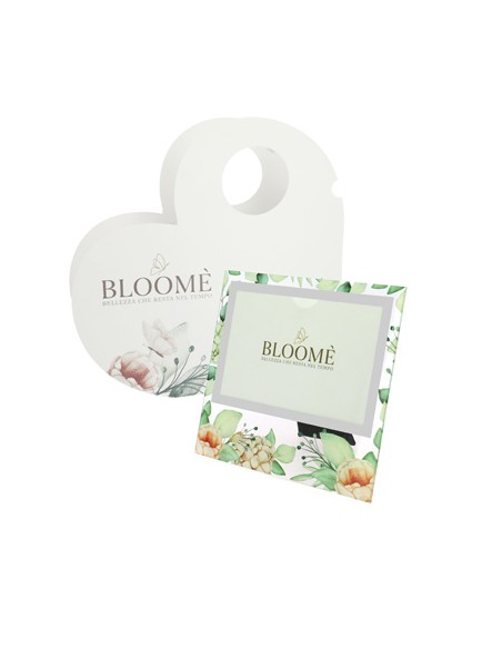 Portafoto orizzontale bloome botanic ortensie verde vetro 18x17cm (int.15x9,5) con scatola | G3S