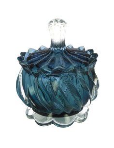 Scatolina vetro vintage deco blu 9x10,5cm | G3S