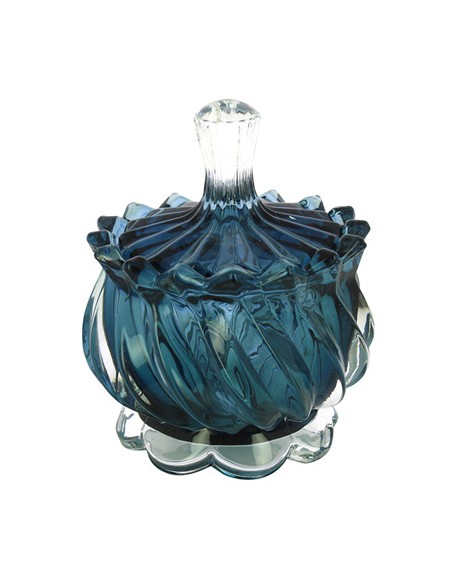 Scatolina vetro vintage deco blu 9x10,5cm | G3S