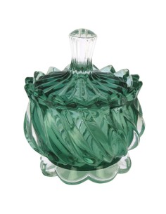 Scatolina vetro vintage deco verde 9x10,5cm | G3S