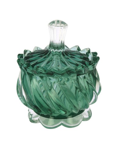 Scatolina vetro vintage deco verde 9x10,5cm | G3S