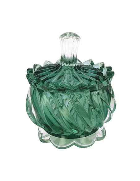 Scatolina vetro vintage deco verde 9x10,5cm | G3S