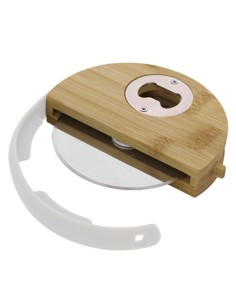 Tagliapizza tondo con apribottiglia bamboo naturale/bianco Ø10cm | G3S