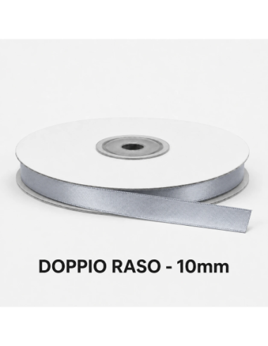 Nastro Doppio Raso 10 mm x 50 m - Argento - bobina