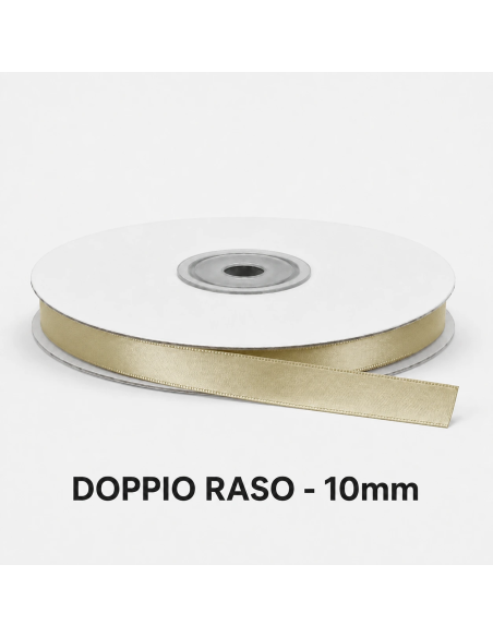 Nastro Doppio Raso 10 mm x 50 m - Beige - bobina